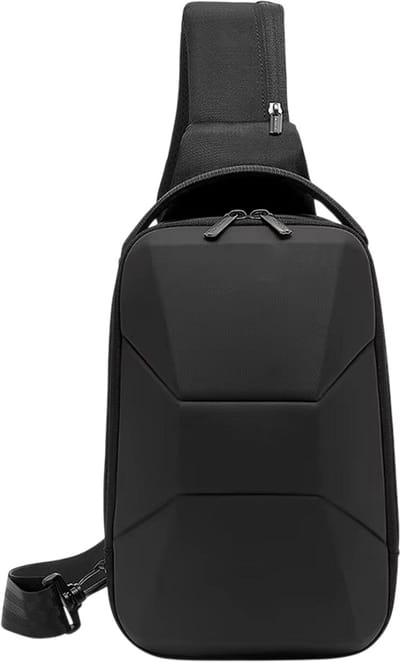 Heren Borsttas Waterdicht – Crossbody Schoudertas, Borstzak Heren, Sling Bag met USB-poort, Lichtgewicht Hard Shell Reistas voor Reizen, Fietsen en Dagelijks Gebruik - Zwart
