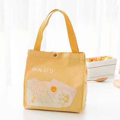 Lunchbox met Japans patroon, draagbaar ontwerp, geïsoleerde canvas lunchtas, thermische lunchtas voor picknick, praktisch voor vrouwen en kinderen.