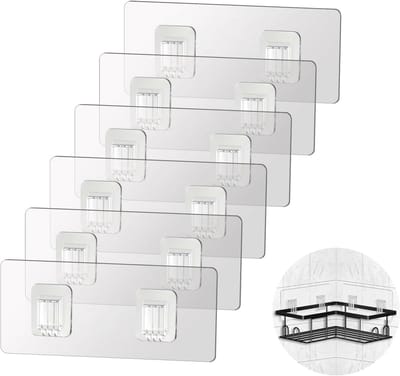Famanu – Vervangende klevende haken voor douchecaddy, set van 6 stuks, transparante haken voor badkamer en keuken