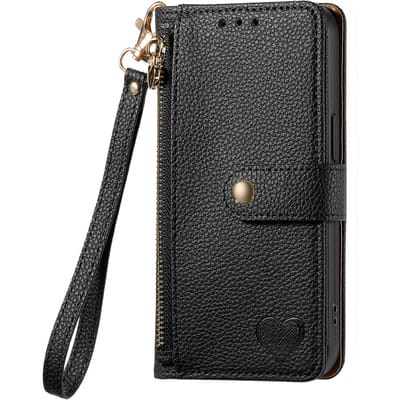 Mocaa Samsung A55 Love Heart Wallet Hoesje Zwart