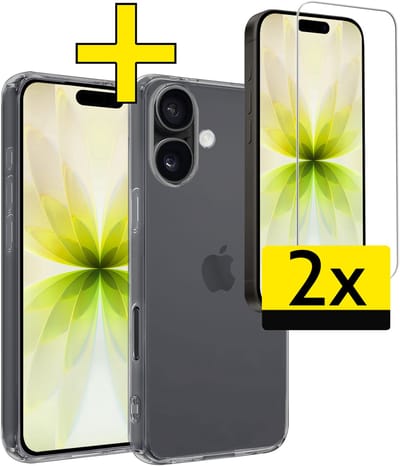 Hoesje - Met 2x Screenprotector - Geschikt voor Apple iPhone 17 - Sterk & Shockproof - Back Cover - Siliconen Case - Telefoon Hoes - Telefoonhoesjes - Transparant