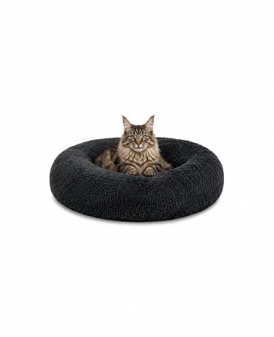 lionto Knuffelbed kat, donutvormig & extra zacht Ø60 cm donkergrijs