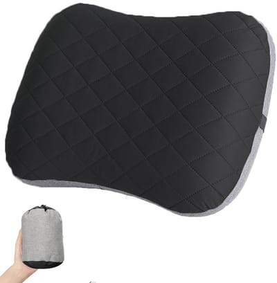 Opblaasbaar Reiskussen - 44*26*12CM - Reiskussen - Kampeer Kussen Opblaasbaar - Luchtkussen - Lichtgewicht En Snel Opblaasbaar - Lichtgewicht Kussen - Ergonomisch - Voor reizen, kamperen en outdoor activiteiten - Zwart