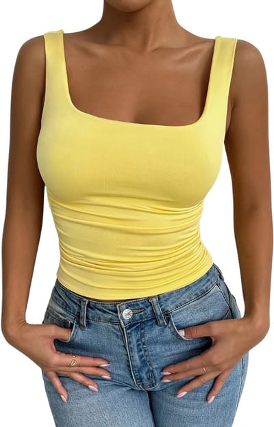 Livano Topje Dames - Kleding - Shirt - Blouse - Kort - Volwassen - Geel - Maat XS