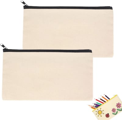 Dailygoods - Lege Linnen Etui met Ritssluiting - Perfect voor School, Kantoor en Creatieve Activiteiten