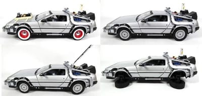 4-delige Set DeLorean Tijdreismachines Auto's Schaal 1:24 | Back to the Future Collectie