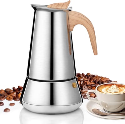 Unyqoos® Roestvrijstalen espressomaker voor zes kopjes geschikt voor alle warmtebronnen