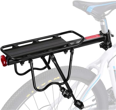 Verstelbare Aluminium Fietsendrager voor Mountainbikes, Maximaal 25kg Laadvermogen, Geschikt voor Zadelpen met Diameter tot 33mm, Ideaal voor Fietsvakanties en Dagtochten
