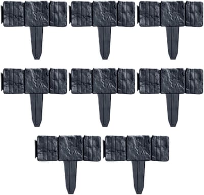 Tuinrand Imitatie Steen - Kunstrots Border - Gazon Afscheiden - Flexibel Modulair - 10 Stuks - Zwart