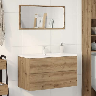 vidaXL - Wastafelkast - 90x38,5x45 - cm - bewerkt - hout - artisanaal - eikenkleur