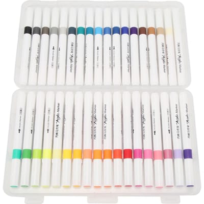 36 Couleurs Marqueurs à Double Pinceau Étudiants Marqueurs Aquarelle Portables pour Peindre Dessiner Colorier Gribouiller white