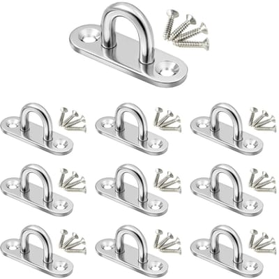 Dailygoody - Rvs Oogplaten - Bevestigingshaak - Voor Wand en Plafond - Set van 10 Stuks - Hoogwaardige Kwaliteit - Voor Diverse Toepassingen - M5 - Rvs
