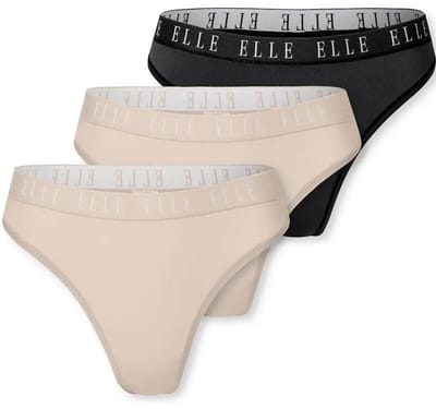 Elle 3-Pack dames tanga strings microfiber - Combi / XL - Zwart