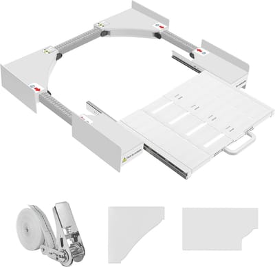 Overlayset voor wasmachine en droger, verstelbare stapelset met tussenframe en plank