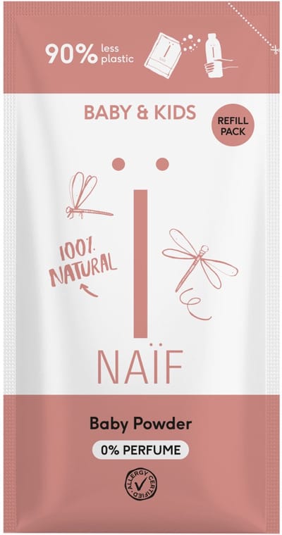 Naïf - Babypoeder - Navulverpakking - Baby & Kids - Fles en Navulverpakking - Zacht en Absorberend - 80gr