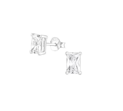Sterling zilveren oorbel vierkant Hoge setting Crystal (3MM)
