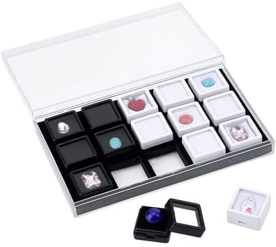 Dailygoods- Edelsteen Display Box 15 Roosters - Sieraden Organizer - Mini Edelstenen Container - Duurzaam en Sterk - Hoogwaardige Doos - Afmetingen 180x110x25 mm - Sieradenbox