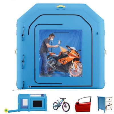 VEVOR Opblaasbare Spuitcabine 4x2,5x2,5 m Spuitcabine Verftent Blauw, met 750W Ventilator, Actieve Koolstoffiltratie, Transparant PVC Raam voor Fietsen, Motoren & Kleine Meubels, Draagbaar