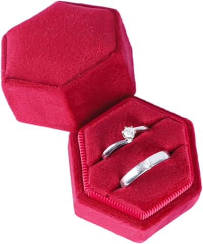 Ringendoosje Sieraden - Doosje Juwelen Houder - Sieraden Opbergen - Dubbele Ring Houder - 5.3cm Afmetingen - Rood