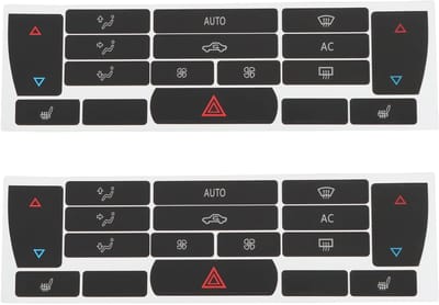 Dailygoods- AC Controle Knop Stickers - 2 Sets - Compatibel met SAAB 9-3 - Zwart - Vinyl - Eenvoudige installatie - Autostickers