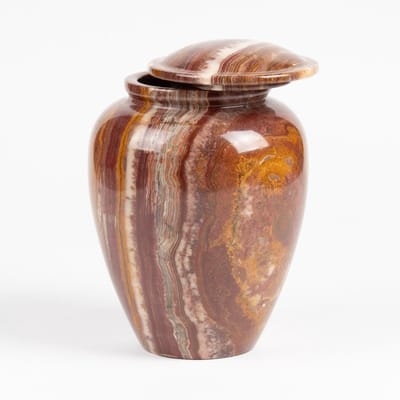 Natuursteen Urn Groot 3,7 liter Roodbruin - Urn voor Menselijke As - Crematie Urn voor As Volwassenen