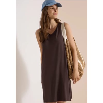 Knielange jersey jurk met V-hals