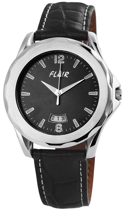 FLAIR Herenhorloge Echtleder Datumaanduiding
