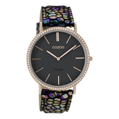 Rosé goudkleurige OOZOO horloge met multicolor leren band - C8887