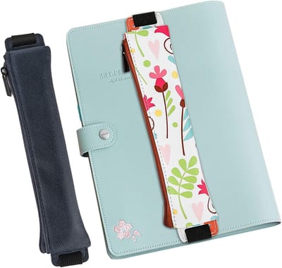 Duurzame PU leren etui voor schoolbenodigdheden - 2-delige set met rits en elastische band voor pennen, potloden en markers in donkerblauw