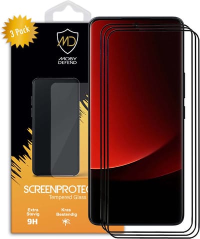 3-Pack MobyDefend Screenprotectors - Geschikt voor Xiaomi 13 Ultra - Screensavers Met Zwarte Randen - Gehard Glas