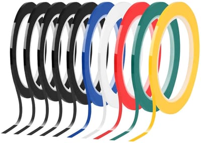 10 Rollen Zelfklevende Tape voor Whiteboards en Blackboards, 3mm x 66m, Ideaal voor Creatieve Projecten en Notities in 6 Kleuren