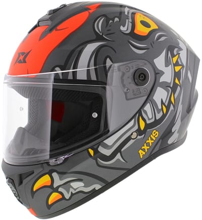 Axxis Draken S helm Dinotoon mat rood grijs
