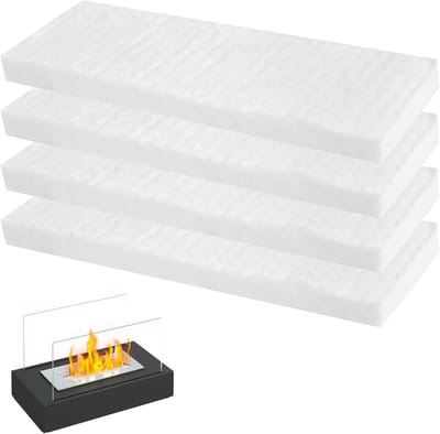 SnelShoppen - Ceramic Wool voor Bioethanol Haard, 4 Stuks Keramisch Vilt 30 x 10 x 2 cm, Houtkachel Binnen Gel Ethanol Keramisch Spons voor Bioethanol
