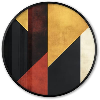 Poster in lijst Rond - Fotolijst 60x60 cm - Posters - Abstract - Herfst kleuren - Goud - Vormen - Modern - Ronde posterlijst zwart - Decoratie - Wanddecoratie woonkamer - Muurdecoratie slaapkamer