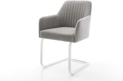 Sledestoel Greg-Flex sledemodel vlak wit zachte stof met structuur grijs pocketveer kern