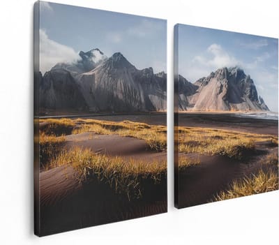 Artaza Canvas Schilderij Tweeluik Zwart Zand In De Bergen Van IJsland - 120x80 - Foto Op Canvas - Canvas Print