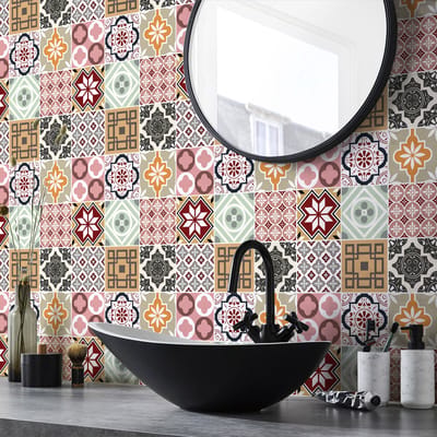 Zelfklevende tegelmuurstickers voor keuken en badkamer - 9 LORIATINA AZULEJOS tegelstickers - 9 stickers 10x10cm