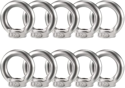 10 Stuks Ringmoeren en Oogmoeren M8 van 304 RVS voor Hijstoepassingen en Bevestigingsaccessoires