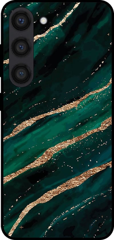 Smartphonica Telefoonhoesje voor Samsung Galaxy S23 met marmer opdruk - TPU backcover case marble design - Groen Goud geschikt voor Samsung Galaxy S23