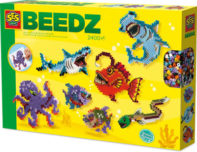 SES Creative - Beedz - Stoere Zeedieren - 2400 Strijkkralen met Grondplaten en Strijkvellen - Vanaf 5 Jaar