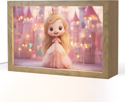 Nachtlampje 30x20 cm - Kinder lampje - Prinses - Roze - Kasteel - Tafellamp kinderkamer - Slaapkamer lamp - Bedlamp kinderen - Kinderlampje stopcontact - Wandlamp babykamer - Nachtlampjes