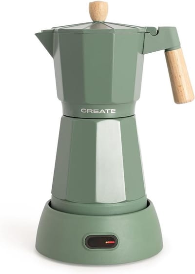 Elektrisch Koffiezetapparaat - Percolator Moka - Verse Koffie Maken - Warmteopslag Aluminium - 300 ml 6 Kopjes - Saliegroen