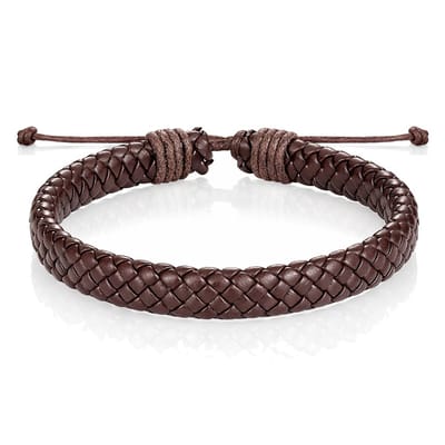 Leren armband Heren Bruin Verstelbaar Gevlochten leer
