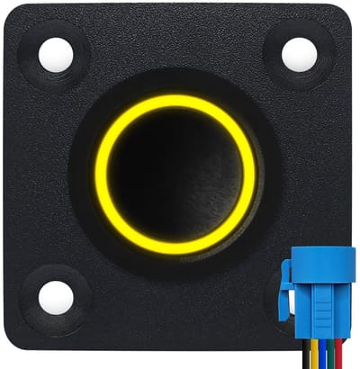 ProRide Metalen drukschakelaar Inbouwpaneel 12V ON-OFF - 22mm - met Aansluitkabel - 12V/24V - LED indicatie Geel