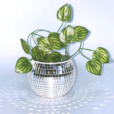 longziming - Disco Bal Bloempot - Silveren Spiegel Glas Bal Vaas - Bloempot Voor Planten - Small Disco Kaars Houder - Feest, Kantoor, Keuken - 8x10cm