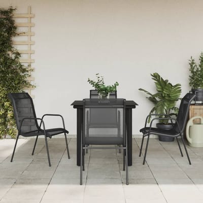 vidaXL - 5-delige - Tuinset - textileen - en - staal - zwart