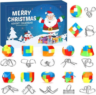 Allecto Plus - Adventskalender voor kinderen | Kerstkalender met 24 puzzelspellen | Behendigheidsspellen van metaal en plastic | Geschikt voor kinderen | 2024 succeste gebruiken