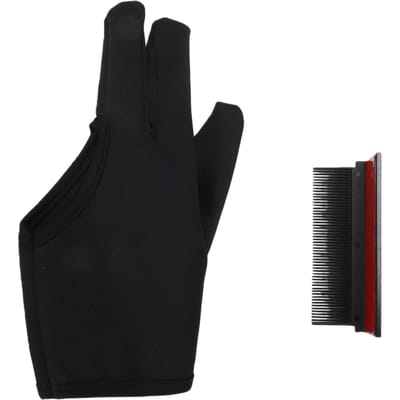 3-vinger Barbierhandschoen Hittebestendige Handschoenen met Platte Stijltang Kam Opzetstuk voor Haarstyling Zwart