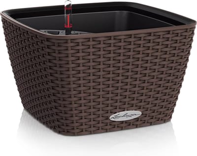 LECHUZA BACINO Cottage - Plantenbak - met uitneembare binnenbak - met bewateringssysteem - ALL-IN-ONE set met LECHUZA-PON - mokka