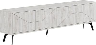 Hocus Picus TV Meubel 4 Deuren - Antiek Wit - 180x30x50 cm